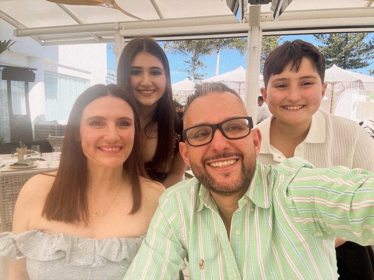 The whole crew — beachside lunch
