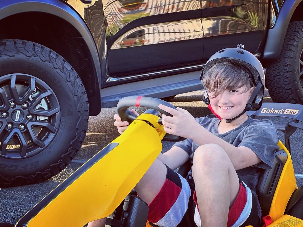 Leo behind the wheel — Gokart Pro