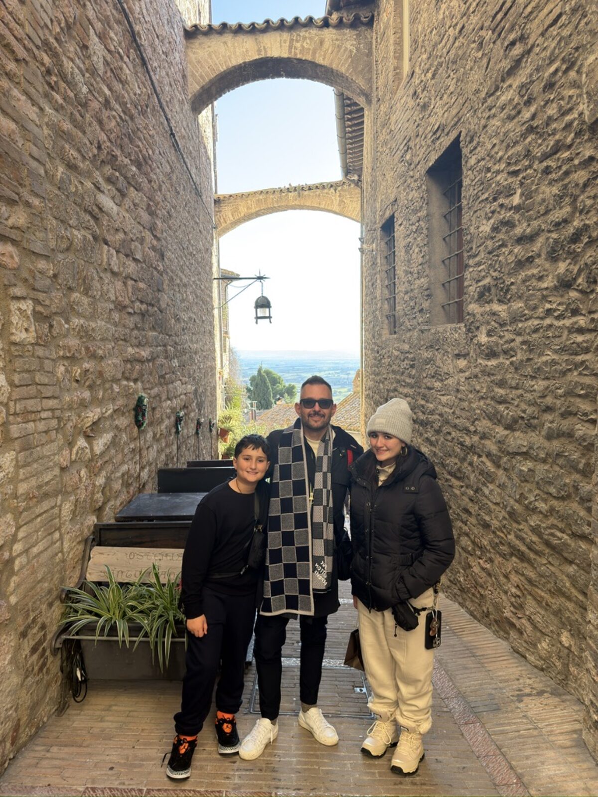 Exploring the ancient streets of Assisi with the crew
