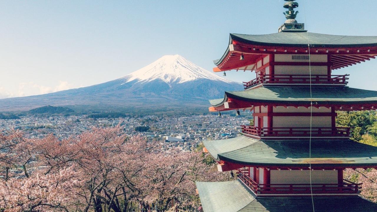 Chureito Pagoda with Fuji and cherry blossoms — the iconic shot